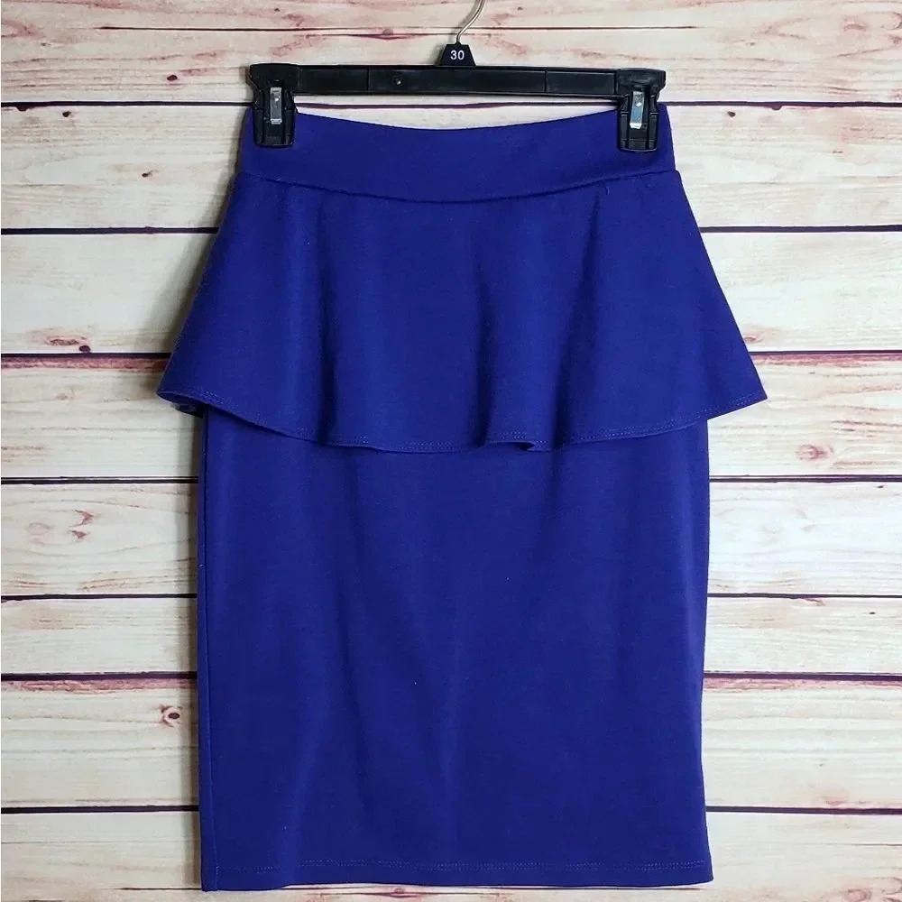 Purple Peplum Pencil Skirt